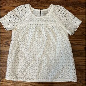 J.Crew Short Sleeve Lace Blouse Women’s Size 0